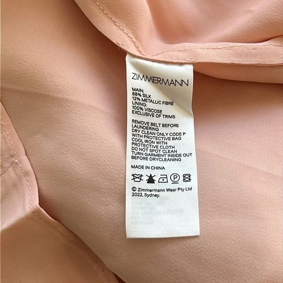 ZIMMERMANN SLEEVELESS TIE NECK DRESS Size 2 Blush Gold MIDI Party Glitter Dress - Picture 12 of 13